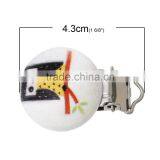 Custom Round Mixed Owl Halloween Pattern Baby Wood Pacifier Clip thumbnail-2