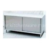 Enclosed Restaurant Stainless Steel Work Table With Slided Door , 1600x600x800mm
