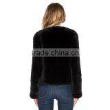 SJ421-01 New Fashion Design New Arrival Black Rex Rabbit Fur Jacket Women Jackets thumbnail-5