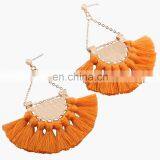 Hot Sales Saffron Fringe Gold Half Circle Fan Pendant Bohemian Earring Boho Jewelry thumbnail-3