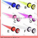 Fake UV Acrylic Taper With Gem, 16 Gauge ,body Piercing Jewelry Ring thumbnail-1