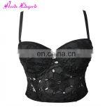 Factory Price Black Floral Lace 5 Hooks Back Pushup Ladies Bra Designs thumbnail-1