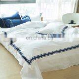 Morden Plain Color Navy White Home Hotel Bed Sheets Bed Linen Bedding Set thumbnail-2