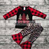 Christmas Baby Girl Clothing Set Christmas Tree Print Leopard Ruffle Pants Kids 2PCS Outfit Tops + Bell-bottomed Pant for 1-5T thumbnail-3