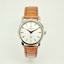 Stainless Steel Water Resistance Man Watches Lady Genuine Leather Quartz Watch thumbnail-4