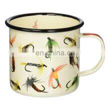 350ml Custom Wholesale Enamel Cup With Lid With Black Rolled Rim thumbnail-1