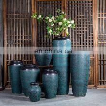 Wholesale Nordic Vintage Chinese Large Stoneware Floor Pot Stand Classic Flower Pottery Ceramic Vase For Living Room Hotel Decor