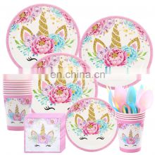 Unicorn Paper Plates and Napkins, Unicorn Party Supplies Set - Unicorn Birthday Party Decorations for Girls and Baby Shower