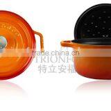Trionfo Orange Pot Pre-seasoned Cast Iron Cookware Enamelled Casserole