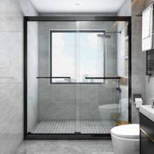 6mm Thick l Shaped Shower Room Enclosure Clear Tempered Glass Sliding Shower Door Partition for Bathroom thumbnail-1