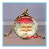 Vnistar high quality glass cover wholesale Christmas jewelry Santa Claus pendent necklace for gift VN008