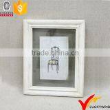 Hand Painted Picture Frame White Wooden With Glass