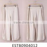 Ladies Linen Beige Loose Style Lounge Pants thumbnail-1