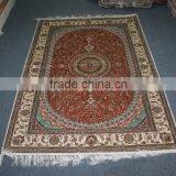 Belgium Classic Crimson Carpets Hand Knotted Pure Silk Rug thumbnail-1