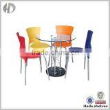 Glass Top Metal Dining Table Set thumbnail-1