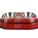 Pet Bowl Dog Food Water Dish Double Stainless Steel Feeder Dinner Bowl thumbnail-2