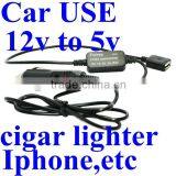 Cigaratte Lighter Power Adapter With USB Interface DC DC Converter 8-22v 12v to 5V 1A 2A 2.5A 3Amax for Car Use