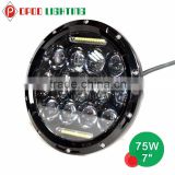 New Jeep Wrangler 75W Led Headlight, Round 75 Watt Led Work Light, 7 inch 75 Watt Led Headlight