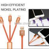 Highend 3 in 1 Mobile Phone Cable 100cm Micro Usb Aluminum Alloy for Android& Iphone 5 Cables Nylon Weave Charging USB Line thumbnail-4