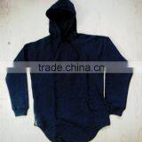 Long Pullover Rounded Bottom Side Zip Hoodie thumbnail-1