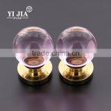 Zinc Alloy Pink Round Glass Pull Knob Door Lock thumbnail-2