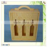 Unfinished Hinge 3 Bottles Wooden Wine Gift Box thumbnail-5