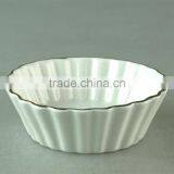 Wholesale Stock White Round Ceramic Dish With Silver Line in Good Quality and Reasonable Price thumbnail-1