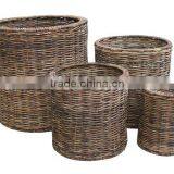 2012 Nice Style/4pcs Round Shape Planter/solid Metal Frame/water Hyacinth/natural Material Planter/basket