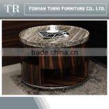 Modern Black Hand Craverd Travertine Top End Table thumbnail-6