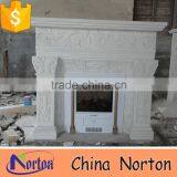 carved flowers white marble indoor used fireplace mantel NTMF-F820S