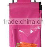 Pink Faux Leather Foldable Hand Trolley Supermarket Shopping Trolley thumbnail-1