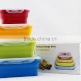 Set of 4 Foldable Vacuum Food Storage Container/foldable Silicone Food Storage Box/silicone Fresh Container thumbnail-2