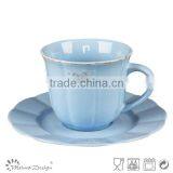 8oz Embossed Light Grey Colored Cup and Saucer thumbnail-3