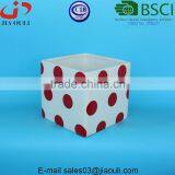 Glazed White With Red Polka Dots Ceramic Pot Plant White Square Cube, Pot Plant White thumbnail-3