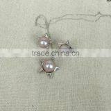 AAA 9-10 mm Purple Freshwater Pearl Necklace and Earring Sets thumbnail-3