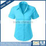 Ladies Office Uniform Design Shirt With Color Match Buttons for Closure thumbnail-2