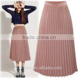 Women Double Layer Pleated Long Chiffon Maxi Elastic Skirt thumbnail-1