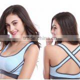 2017 New Style Blue Gym Bra Crossover Straps Back Mature Hot Sexy Women Sport Bra thumbnail-2