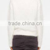 Personalized Lady Ivory V Neck Ribbed Hem100% Angora Sweater thumbnail-3