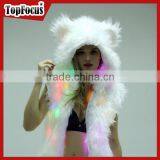 Custom High Quality Faux Fur Blank Sleeveless Led Light up White Hoodies thumbnail-1