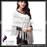 CX-B-119F Luxury Quality Rabbit Fur Big Hand Made Crochet Shawl thumbnail-5