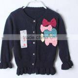 Wholesale Fancy Bows Trims Ruffle Knitted Girls Baby Wool Sweater thumbnail-3