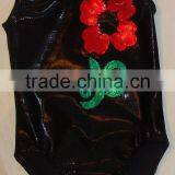 Leotards Gymnastics Girls Dancewear Black Mystique With a Red Large Dot Holographic Flower thumbnail-1