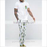 Wholesale New Printed Men Short Sleeve Tops And Long Pants Summer Pajamas thumbnail-1