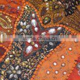 Orange Lounge Decor Pillow Indian Style Big Square Floor Ethnic Sari Cushion thumbnail-3
