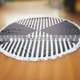 Round Custom Printing Beach Towel With Tassel White & Black Cotton Circle Beach Towels thumbnail-6