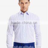 100% Cotton Classic Fit Stripe Long Sleeve Mens Shirt Pocket Style for Oem thumbnail-1