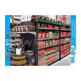 Heavy Duty Black Supermarket Display Shelves Solid Panel , Double Sided
