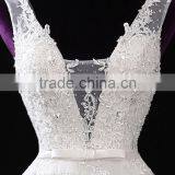 2017 Wholesale Sweetheart Sleeveless Lace Wedding Dresses Beaded V-neck Nackline Mermaid Lace Wedding Dress F13001 thumbnail-2