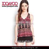 100% Rayon Flower Printed Crossback Knit Keyhole Tank Top Women thumbnail-1